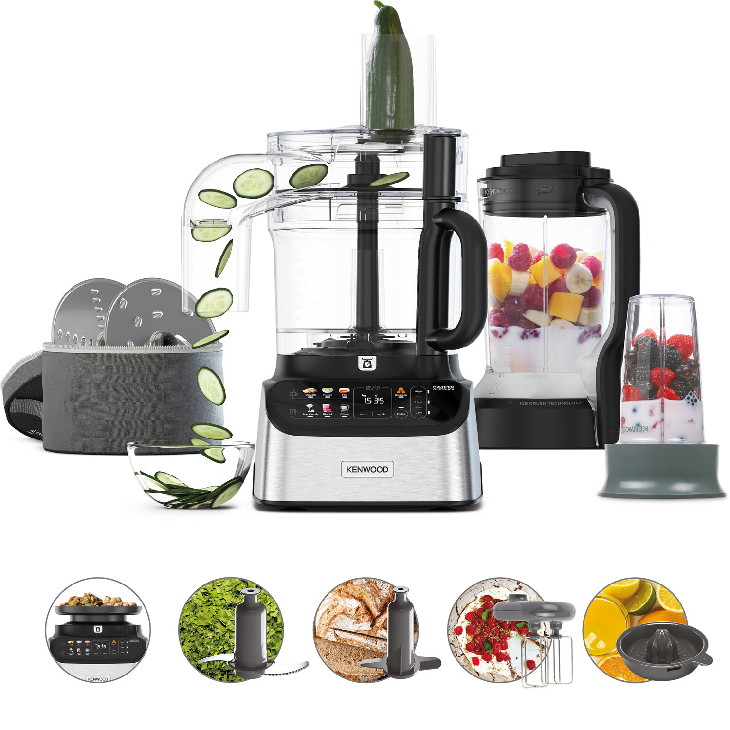 Kenwood matberedare fdm73.850ss - rostfri, multipro onetouch & 3l skål