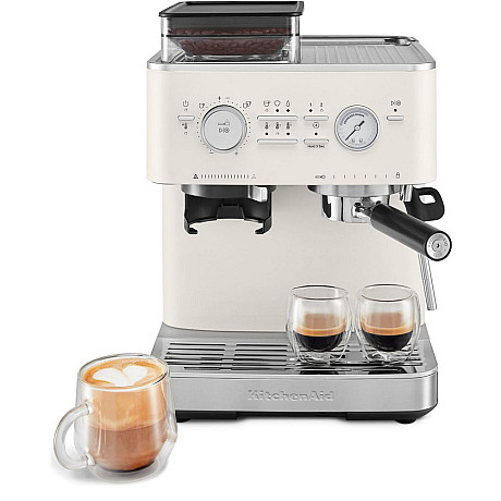 KitchenAid - 5KES6551EPL - Halvautomatisk espressomaskin med kaffekvarn Porcelain white