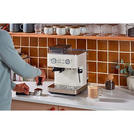 KitchenAid - 5KES6551EPL - Halvautomatisk espressomaskin med kaffekvarn Porcelain white