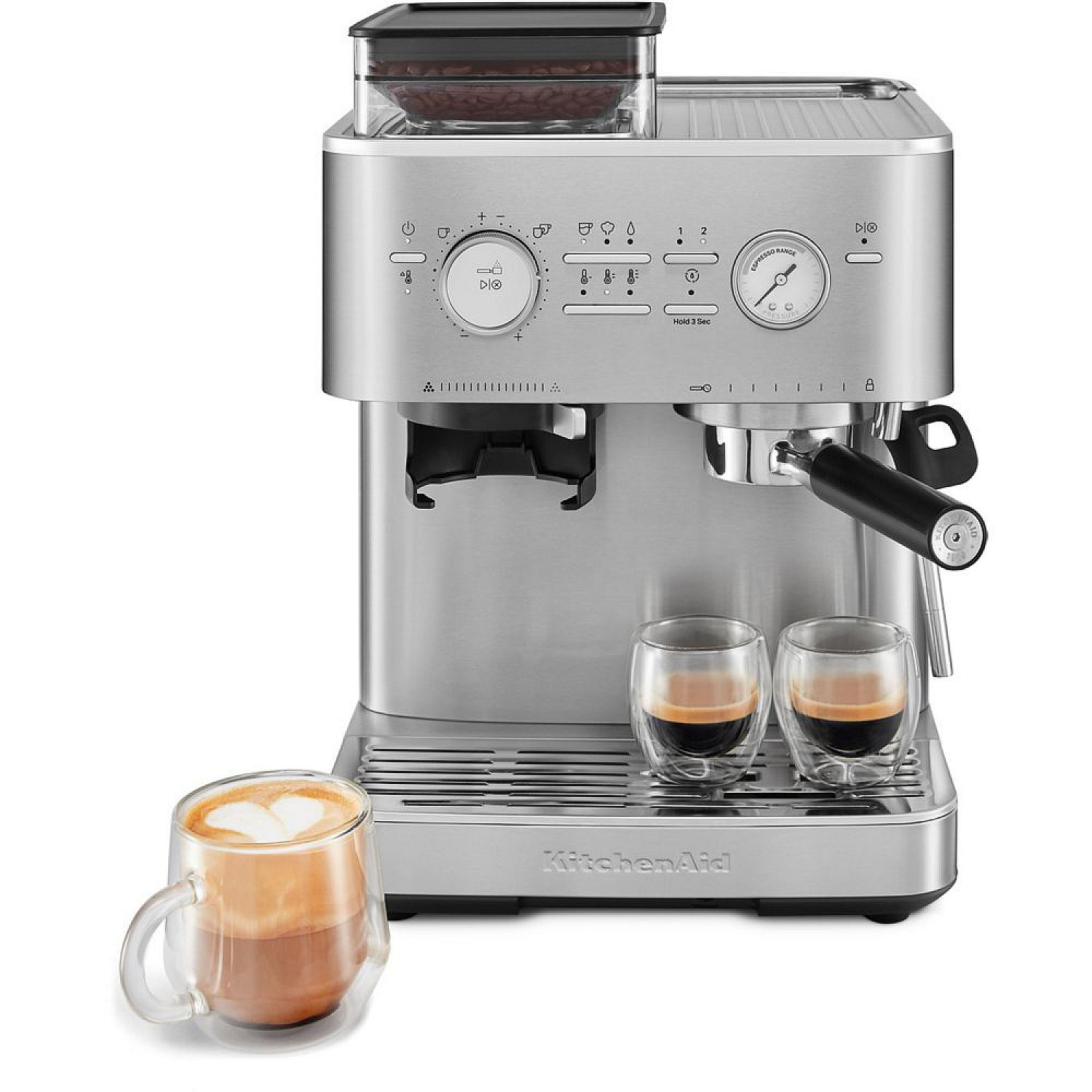 Kitchenaid espressomaskin 5kes6551esx - halvautomatisk espressomaskin med kaffekvarn rostfritt st&aring;l