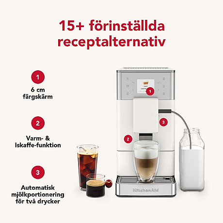 KitchenAid - 5KES8453EPL - Helautomatisk espressomaskin KF3 med iskaffefunktion Porcelain white
