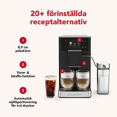 KitchenAid - 5KES8454EBM - Helautomatisk espressomaskin KF4 med iskaffefunktion Mattsvart