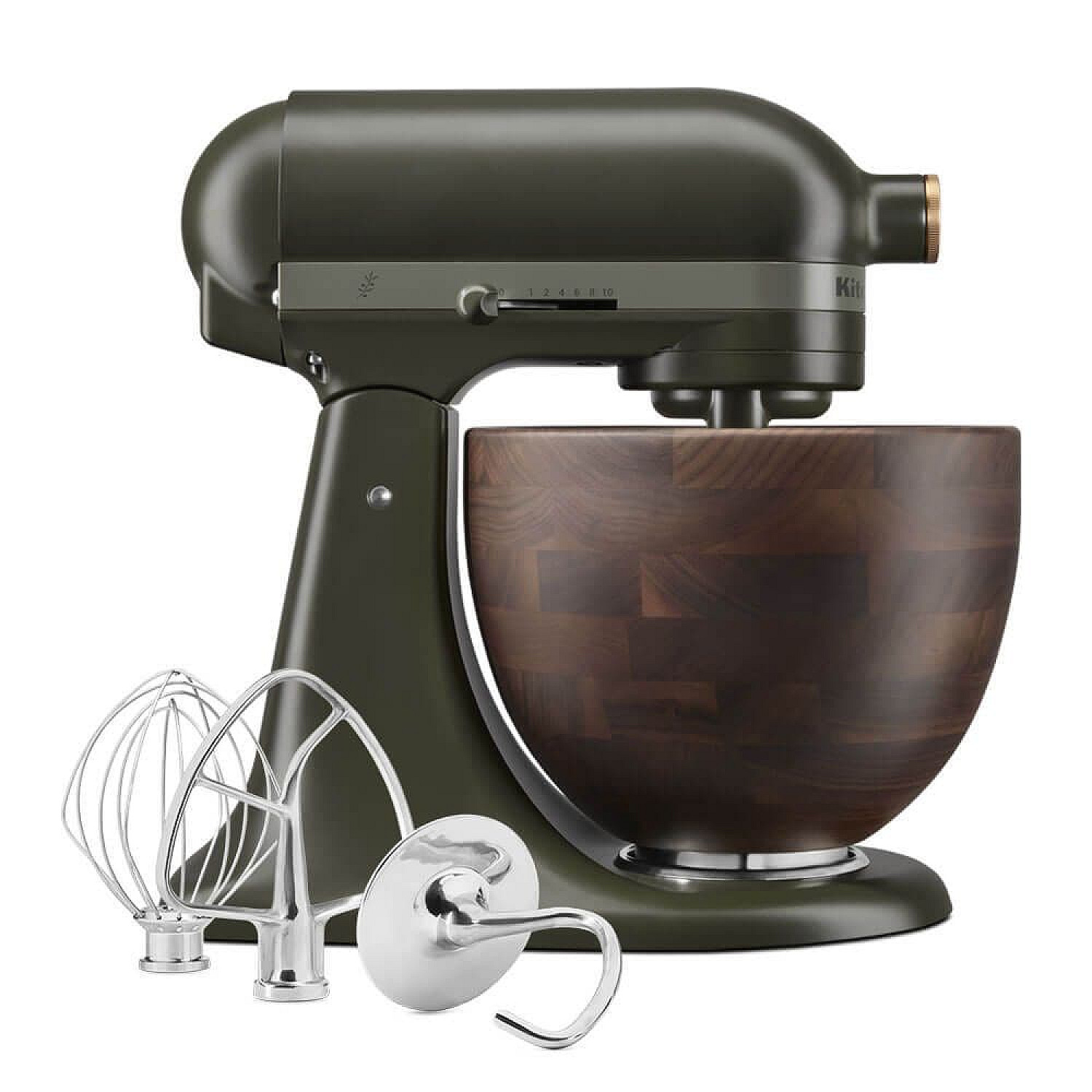 Kitchenaid köksassistent 5ksm180wseeg - artisan 4,7 l med valnötsskål, evergreen
