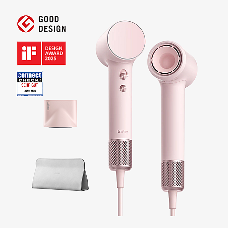 Laifen - Mini kompakt med stylingmunstycke & förvaringspåse, Rosa