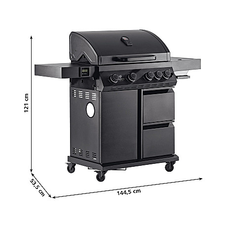 Landmann - Cool Black 4.1 MaxX - Gasolgrill med 4 brännare och kylbox