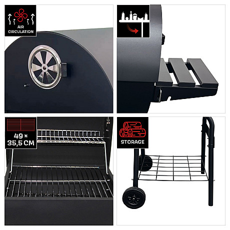 Landmann - Charcoal Barrel 550 - Liten kolgrillstunna med sidobord