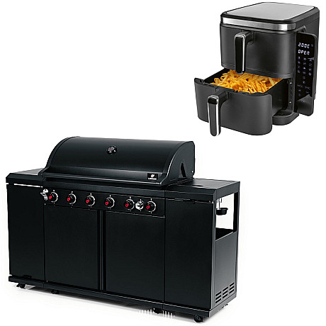 Landmann - Outdoor Kitchen 6.1 MaxX Svart + Kochwerk - FryUp - 2X5L