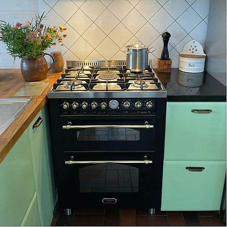 Lofra - Dolce vita gasspis 70 cm, Svart/ mässing, 2 ugnar