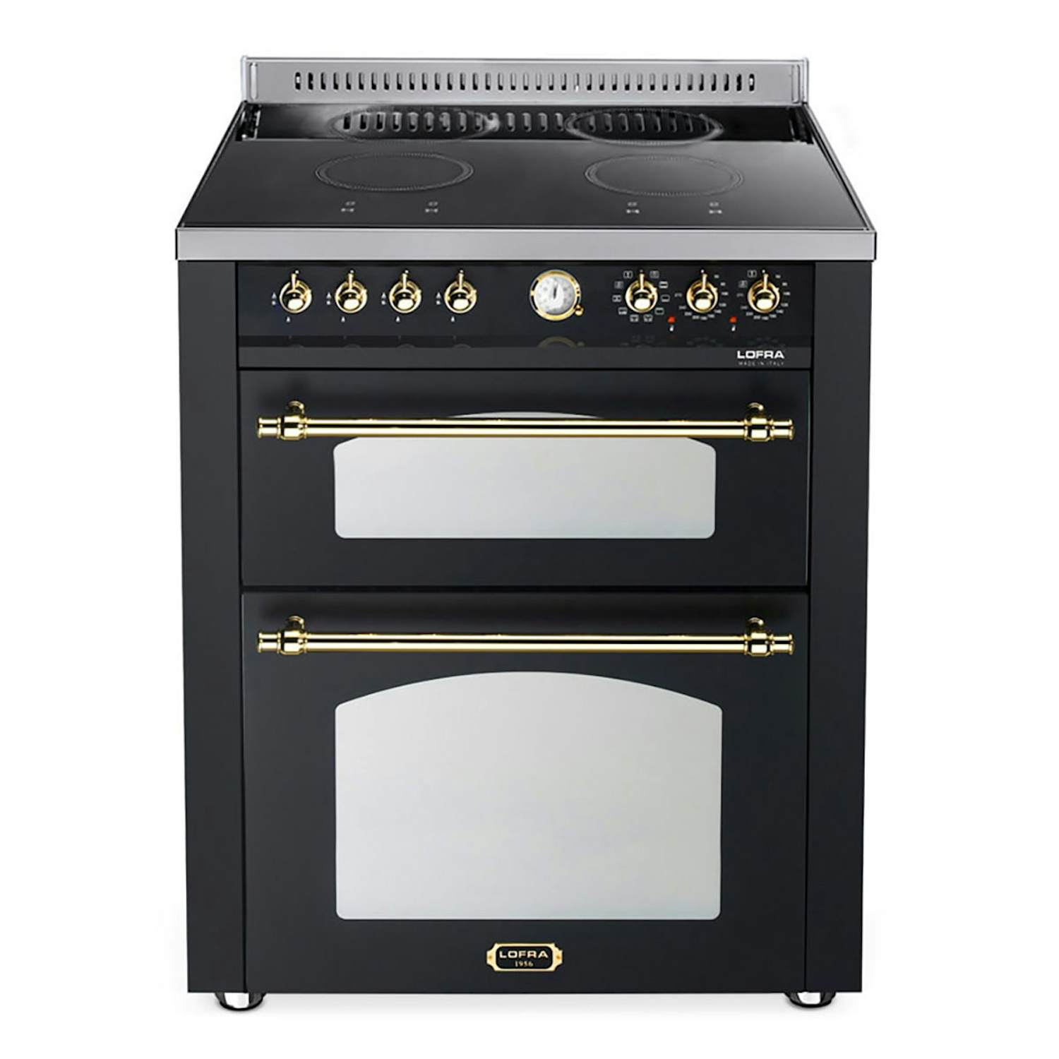 Lofra induktionsspis dolce vita 70 cm, svart/m&auml;ssing, tv&aring; ugnar
