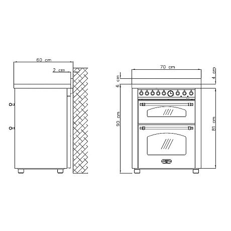 Lofra - Dolce vita induktionsspis 70 cm, Svart/krom, två ugnar