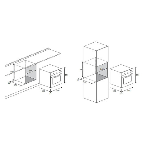 Lofra - Inbyggnadsugn Dolce Vita 60 cm, Rostfritt/Krom