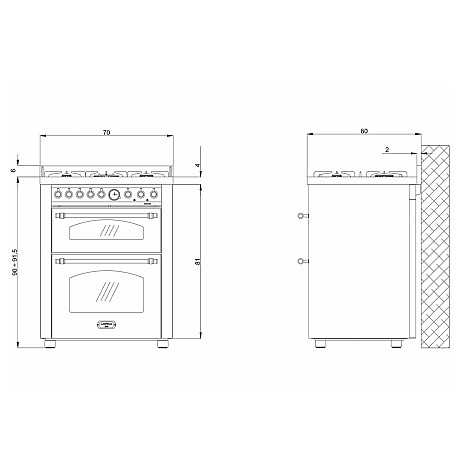 Lofra - Dolce Vita 70 cm (2 ugnar) (Svart/Krom)