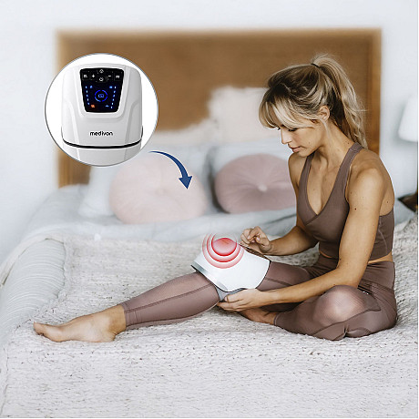 Medivon - Knee knämassageapparat med värme och batteridrift, vit