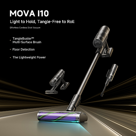 Mova - I10, sladdlös, 28000 Pa, 1,35 kg, 140° LED belysning, 6 lager filter