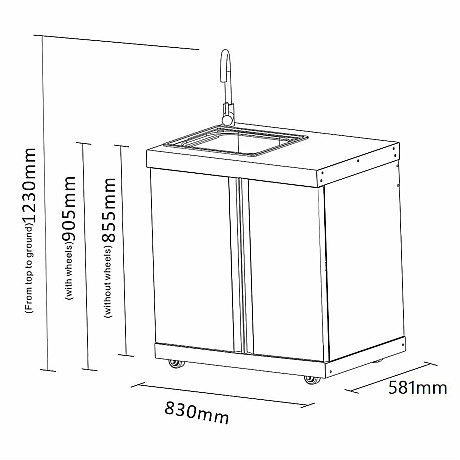 Myoutdoorkitchen -  Diskbänk classic line stainless 304SS för utekök