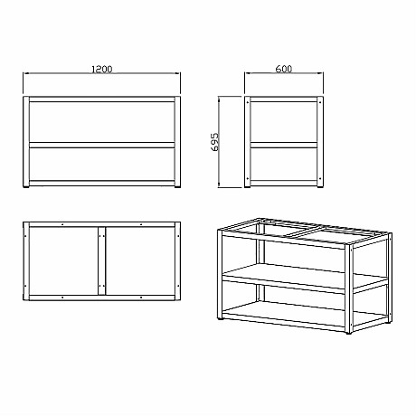 Myoutdoorkitchen -  Basmodul nordic line 120 cm för 2 moduler