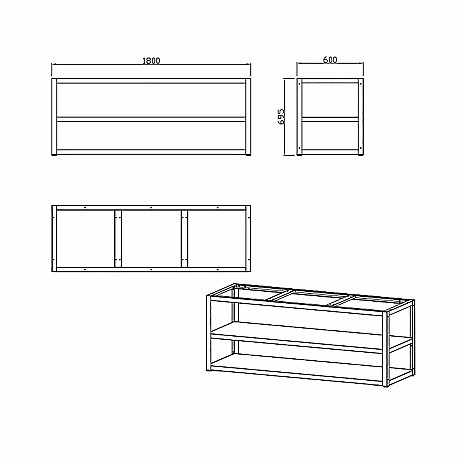 Myoutdoorkitchen -  Basmodul nordic line 180 cm för 3 moduler