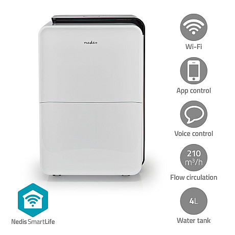 Nedis - DEHU30WTW Luftavfuktare SmartLife Wi-Fi 30 l/Dag 210 m³/h