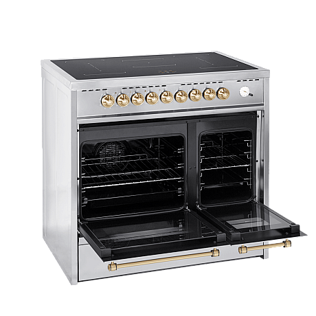 Pazzano -  Induktionsspis Cuore 90 cm (2 ugnar) (Rostfri/Mässing)