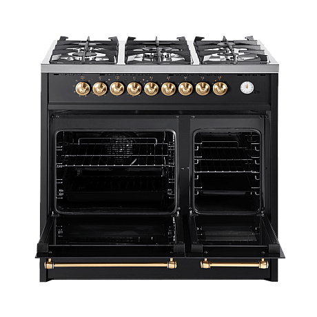 Pazzano -  Gasspis Cuore 90 cm (2 ovens) (Svart/Borstad mässing)