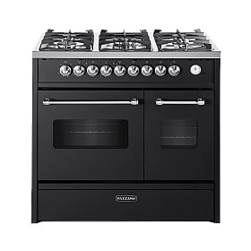 Gasspis Pazzano -  Gasspis Cuore 90 cm (2 ovens) (Svart/Borstat stål)