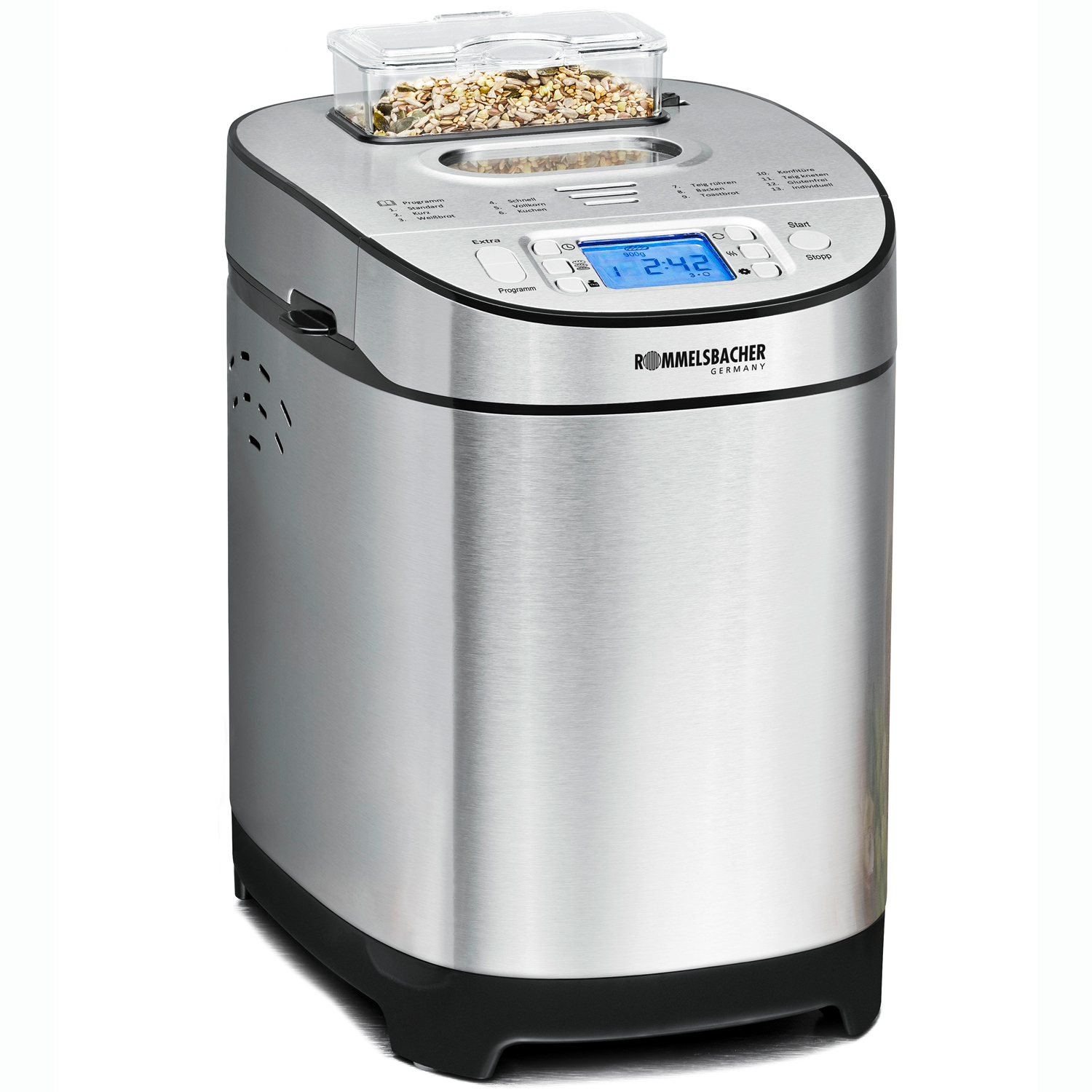 Rommelsbacher bakmaskin ba 550 - rostfri, ingrediensfack med 12 program