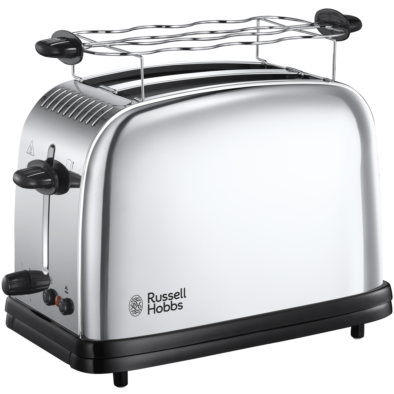 Russell hobbs brödrost rostfri - breda fack med stop/upptining och galler