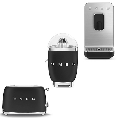 Smeg - Barista & Brunch Set - Mattsvart med 50's Style