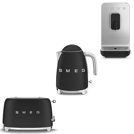 Smeg - Barista & Breakfast Set - Mattsvart med 50's Style