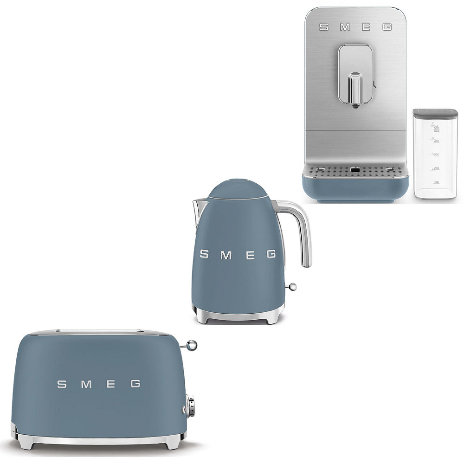 Smeg paket espresso, toast & te - storm blue med 50's style