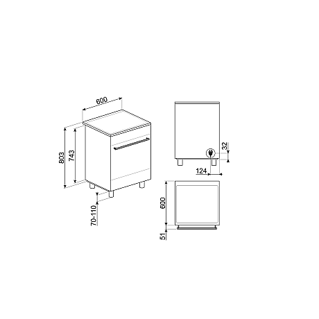 Smeg - 60cm bred, rostfri och elegant induktionsspis med stänkskydd och fläkt
