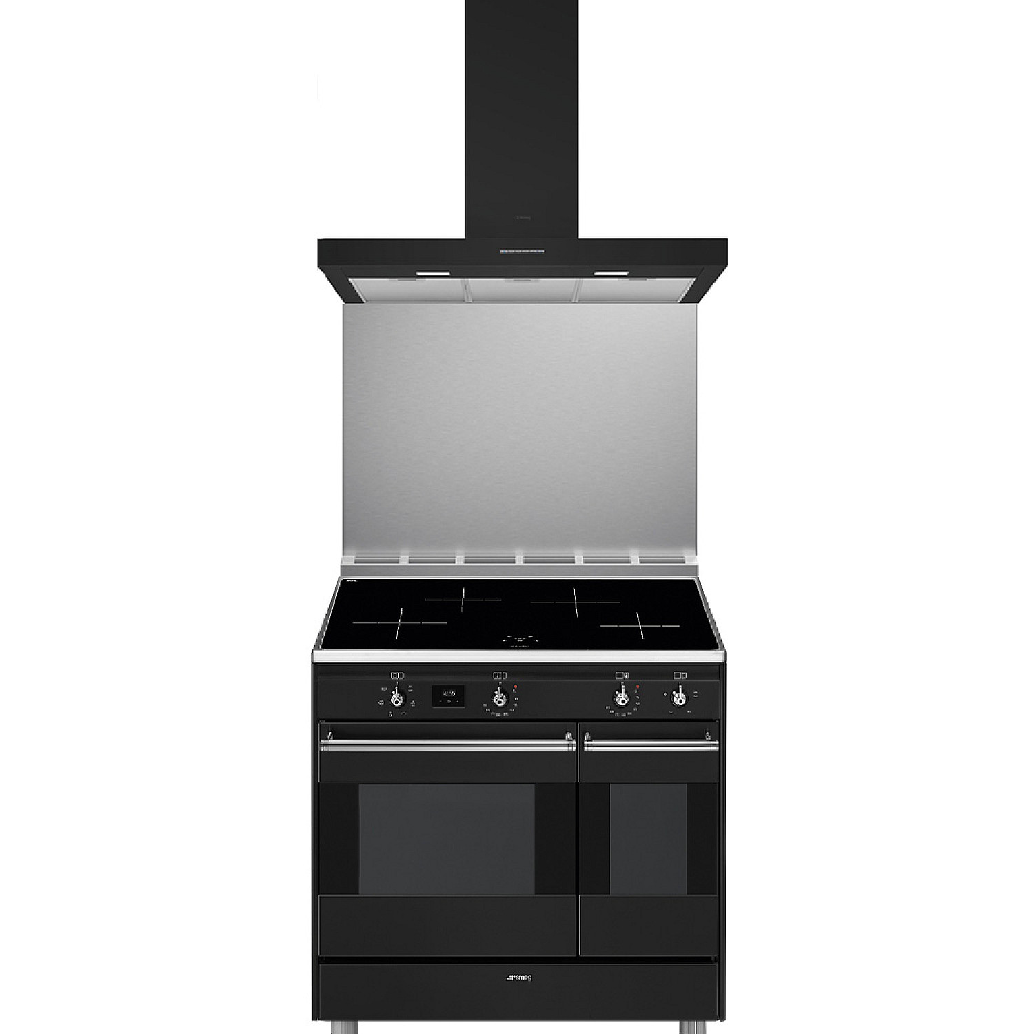 Smeg spis antracitfärgad, induktionsspis, stänkskydd & köksfläkt