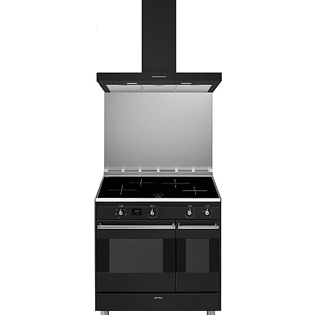 Smeg - Antracitfärgad, induktionsspis, stänkskydd & köksfläkt Smeg - Antracitfärgad, induktionsspis, stänkskydd & köksfläkt