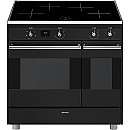 Smeg - Antracitfärgad, induktionsspis, stänkskydd & köksfläkt
