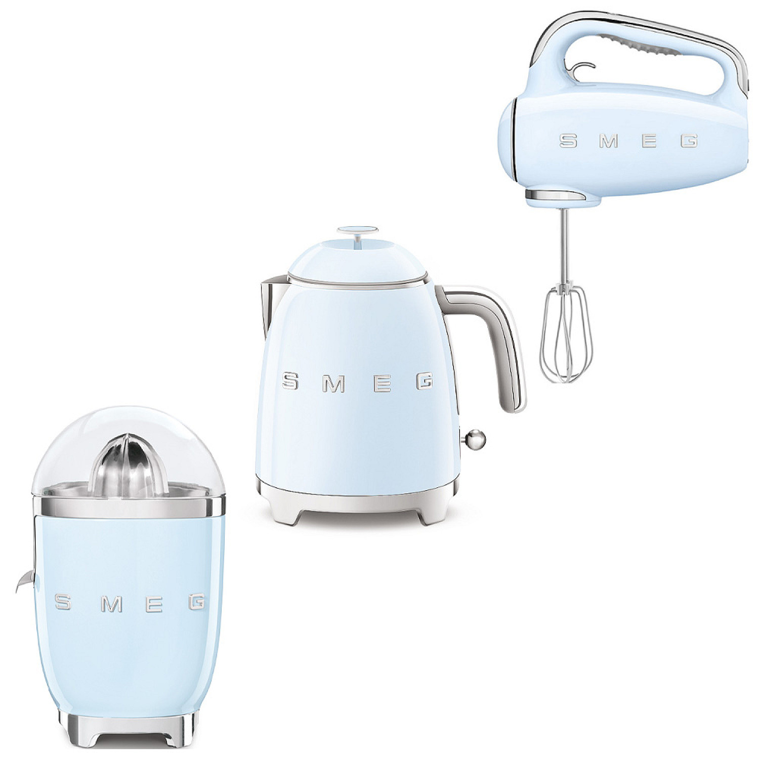 Smeg paket fresh morning - pastellbl&aring; med 50's style