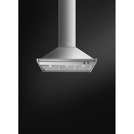 Smeg - Rostfri, 90cm, induktionsspis med dubbelugn, stänkskydd och fläkt