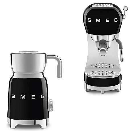 Smeg - Espresso & Mjölk - Svart högblank med 50's Style