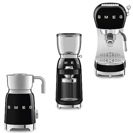 Smeg - Komplett Kaffepaket - Svart med 50's Style