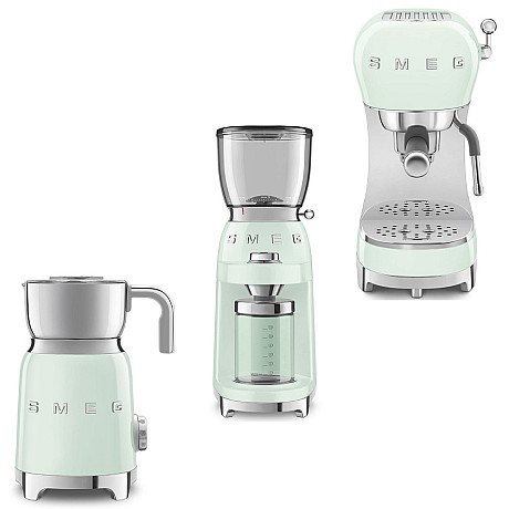 Smeg - Komplett Kaffepaket - Pastellgrön med 50's Style