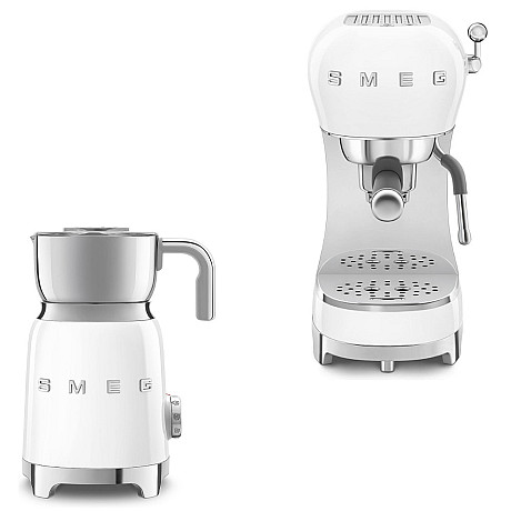 Smeg - Espresso & Mjölk - Vit med 50's Style