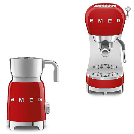 Smeg - Espresso & Mjölk - Röd med 50's Style