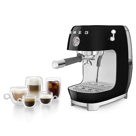 Smeg - ECF03BLEU - Manuell espresso med Cold Brew, Svart