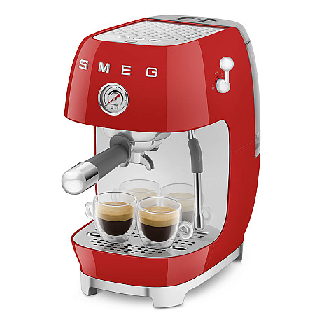 Smeg - ECF03RDEU - Manuell espresso med Cold Brew, Röd