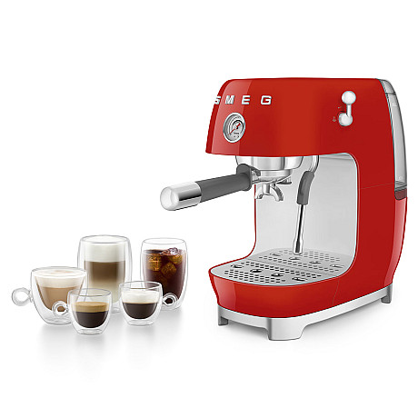 Smeg - ECF03RDEU - Manuell espresso med Cold Brew, Röd