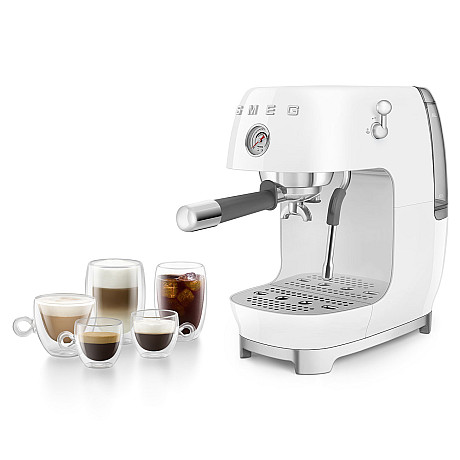 Smeg - ECF03WHEU - Manuell espresso med Cold Brew, Vit