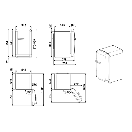 Smeg - FAB10HRDIT6 - 50's style med statisk kylsystem