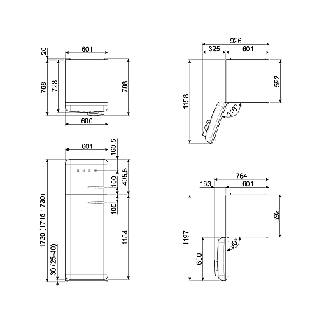 Smeg - FAB30LCR6 - Creme med med 50 talsdesign