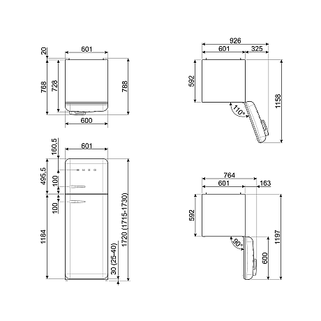 Smeg - FAB30RWH6 - Vit, 50's style, Tyst & LED belysning
