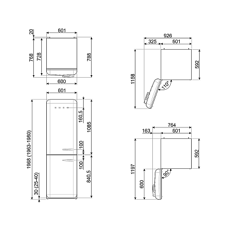 Smeg - FAB32LWH6 - Vit, 50's Style, NoFrost