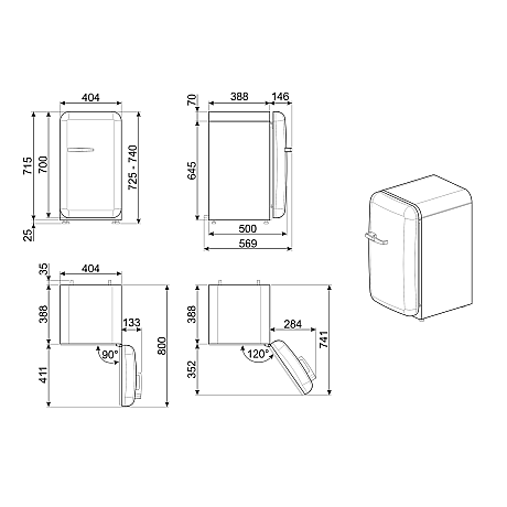 Smeg - FAB5RBL6 - 50's style med statisk kylsystem